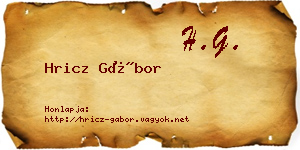 Hricz Gábor névjegykártya